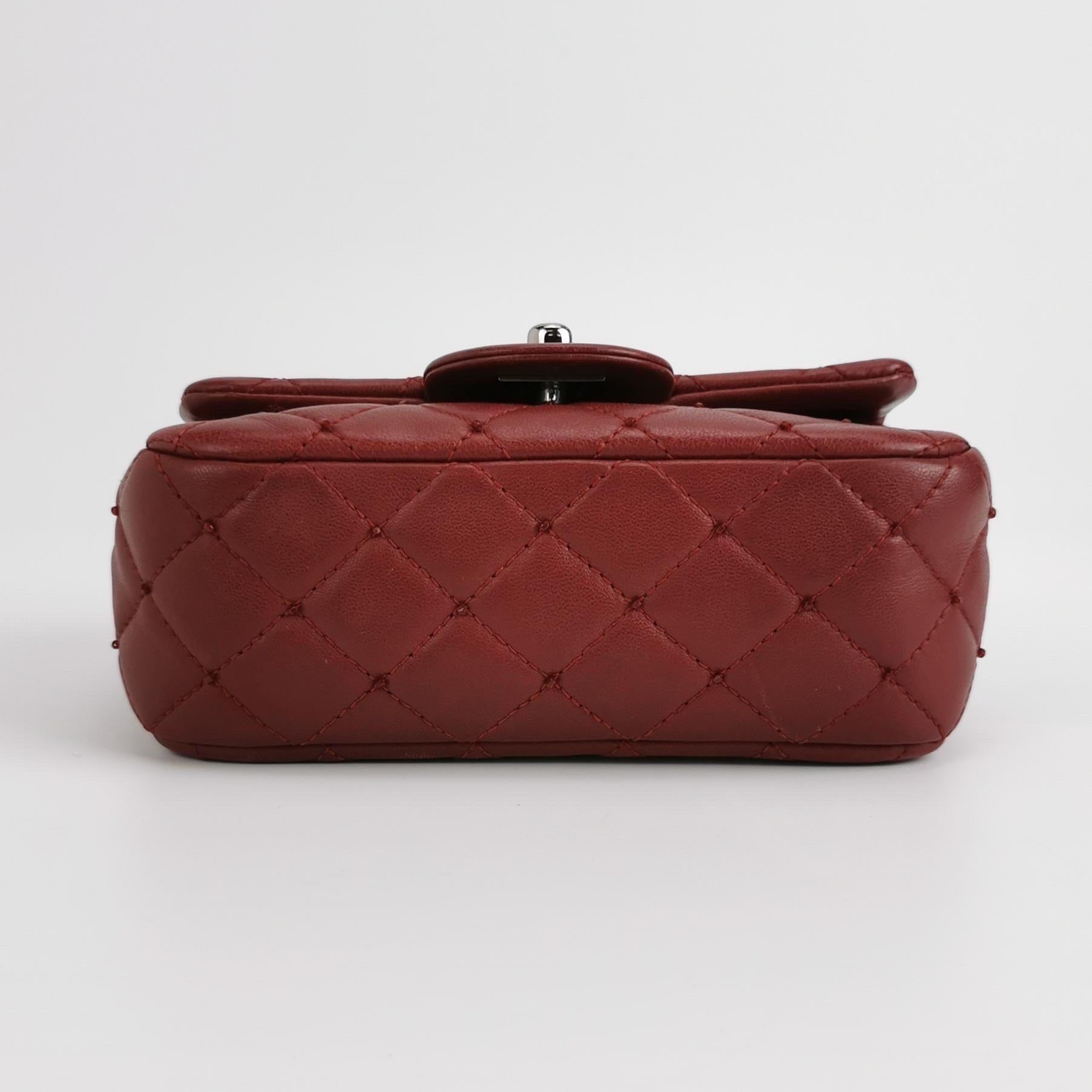 Chanel Seasonal Flap Mini Burgundy Lambskin Leather With Beads 3