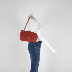 Chanel Seasonal Flap Small Red Lambskin Leather Valentine Marine Charms