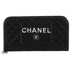 Chanel Secret Label Zip Around Wallet Quilted Lambskin Long