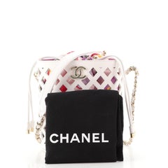 Chanel See Through Drawstring Bucket Bag Perforated Leather with Quilted