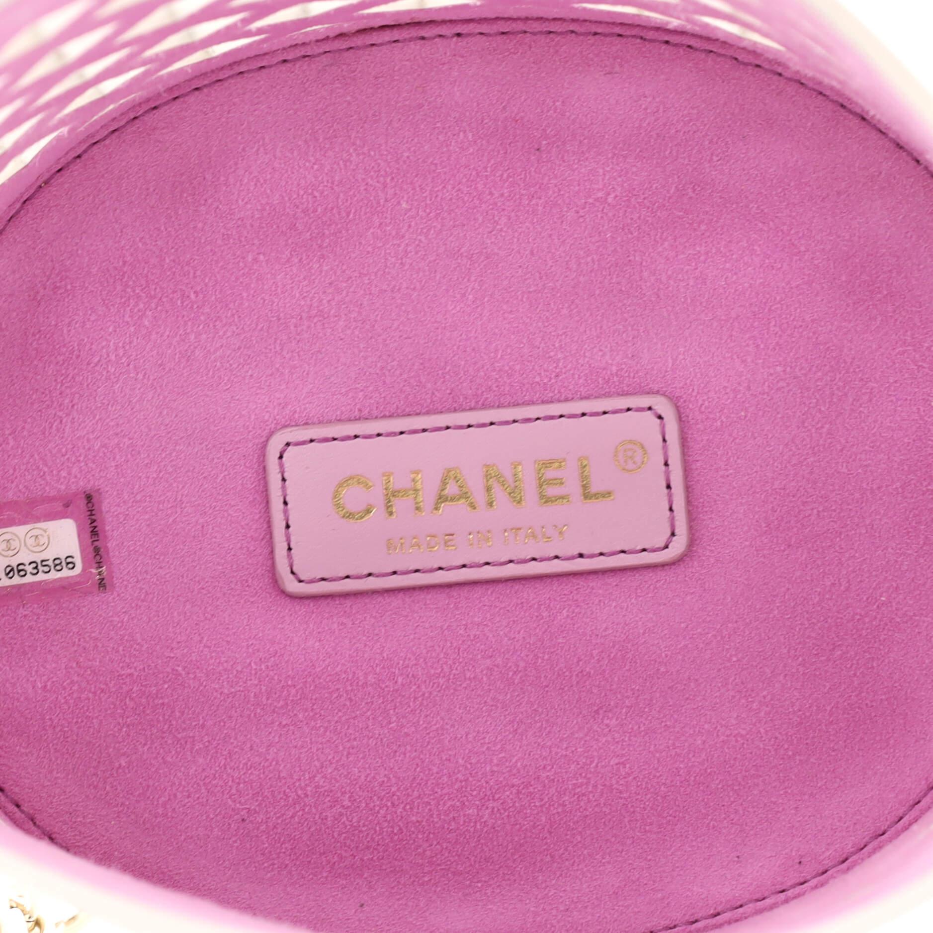 Chanel See Through Drawstring Bucket Bag Perforated Leather with Quilted 2