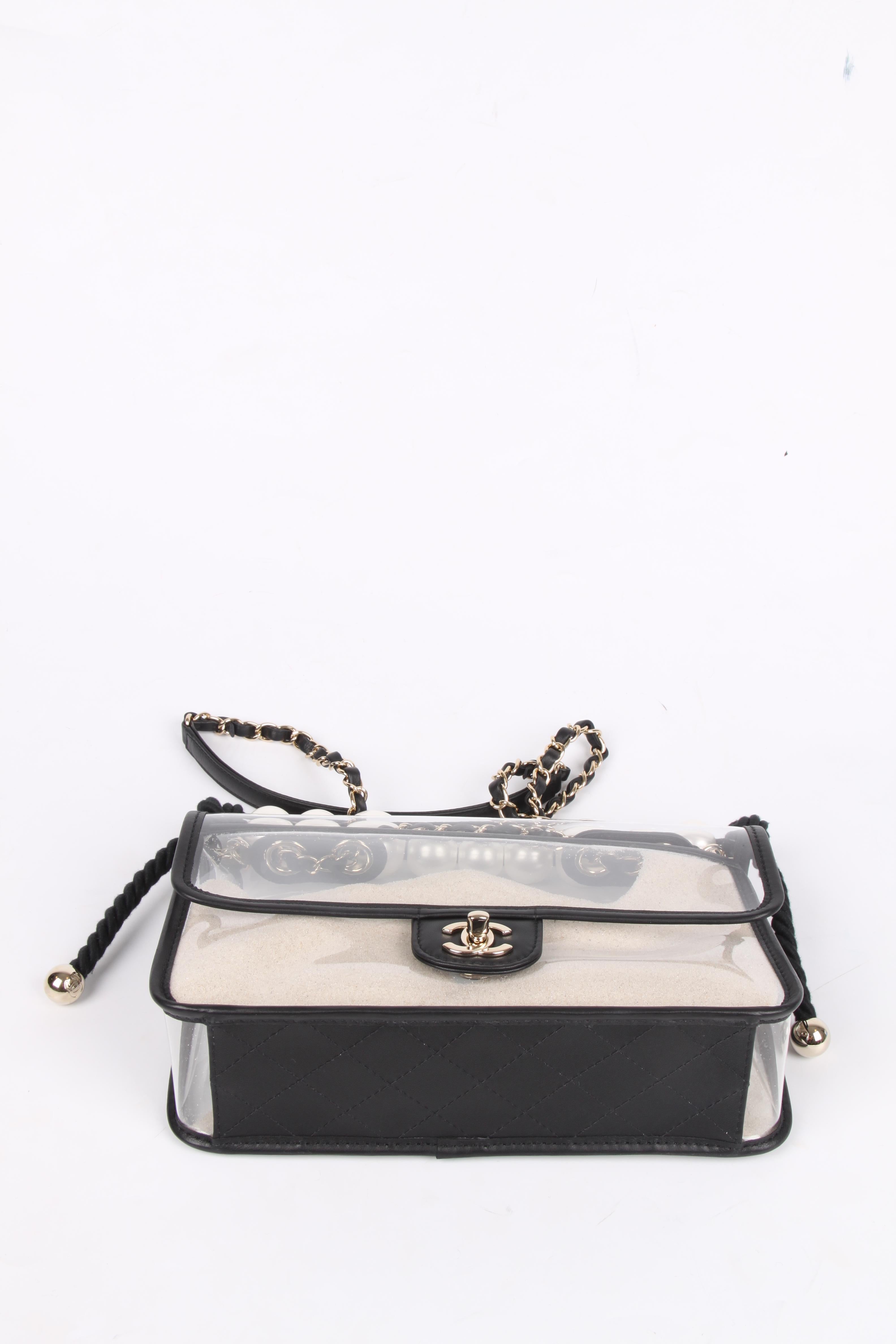 Chanel See-Through Sand Flap Bag - black In New Condition In Baarn, NL