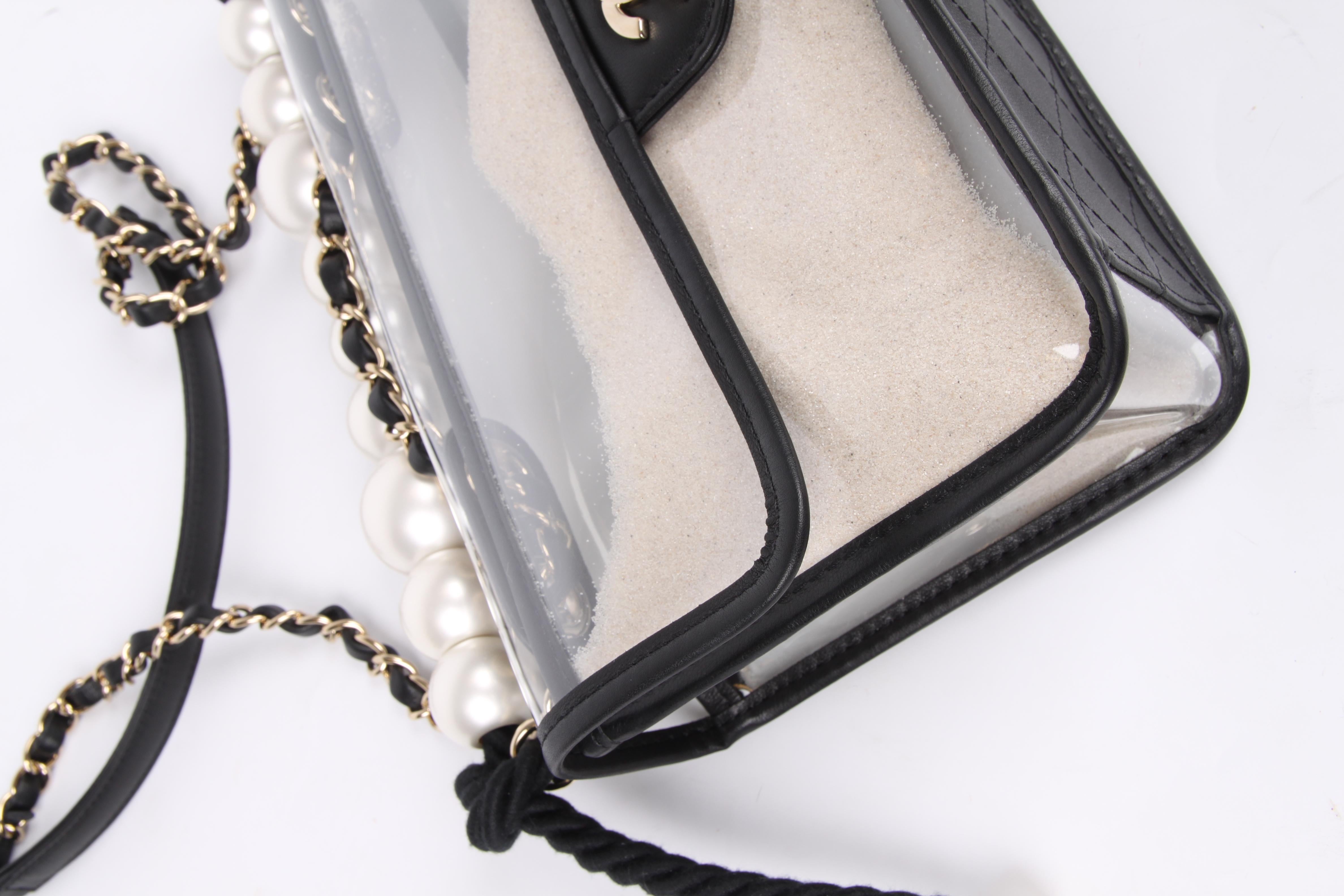 Women's Chanel See-Through Sand Flap Bag - black