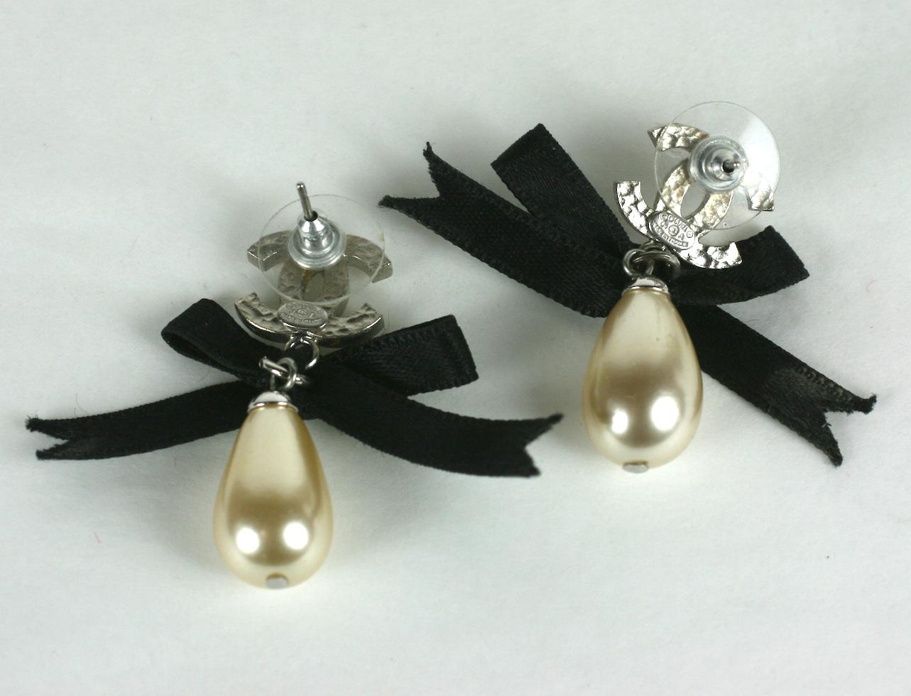 Women's Chanel Seed Pearl and Bow Earrings