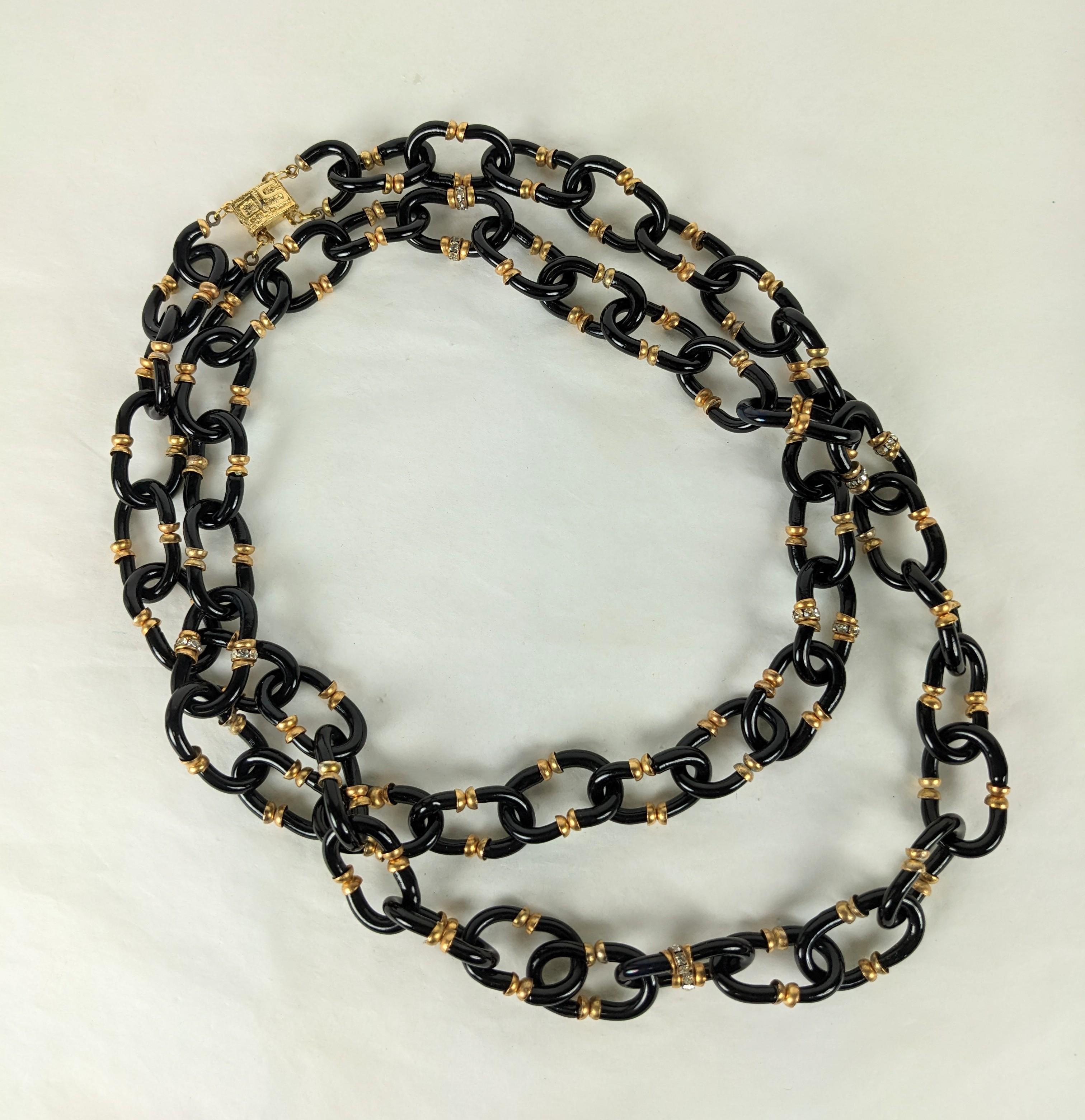Chanel Seguso Jet Glass Link Necklace In Good Condition For Sale In New York, NY
