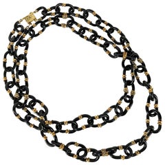Chanel Seguso Jet-Glas-Gliederhalskette