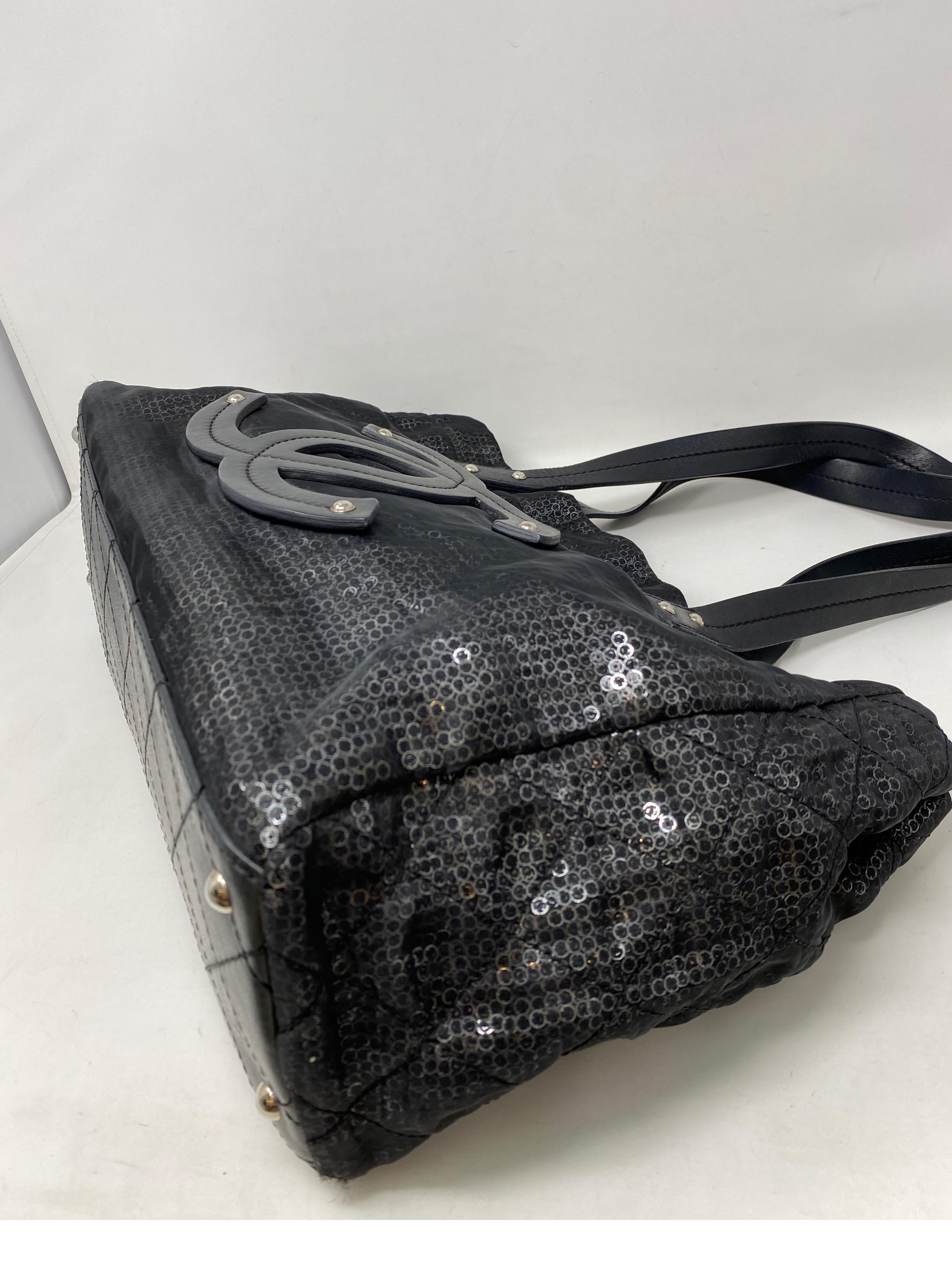 Chanel Sequin Black Tote Bag  8