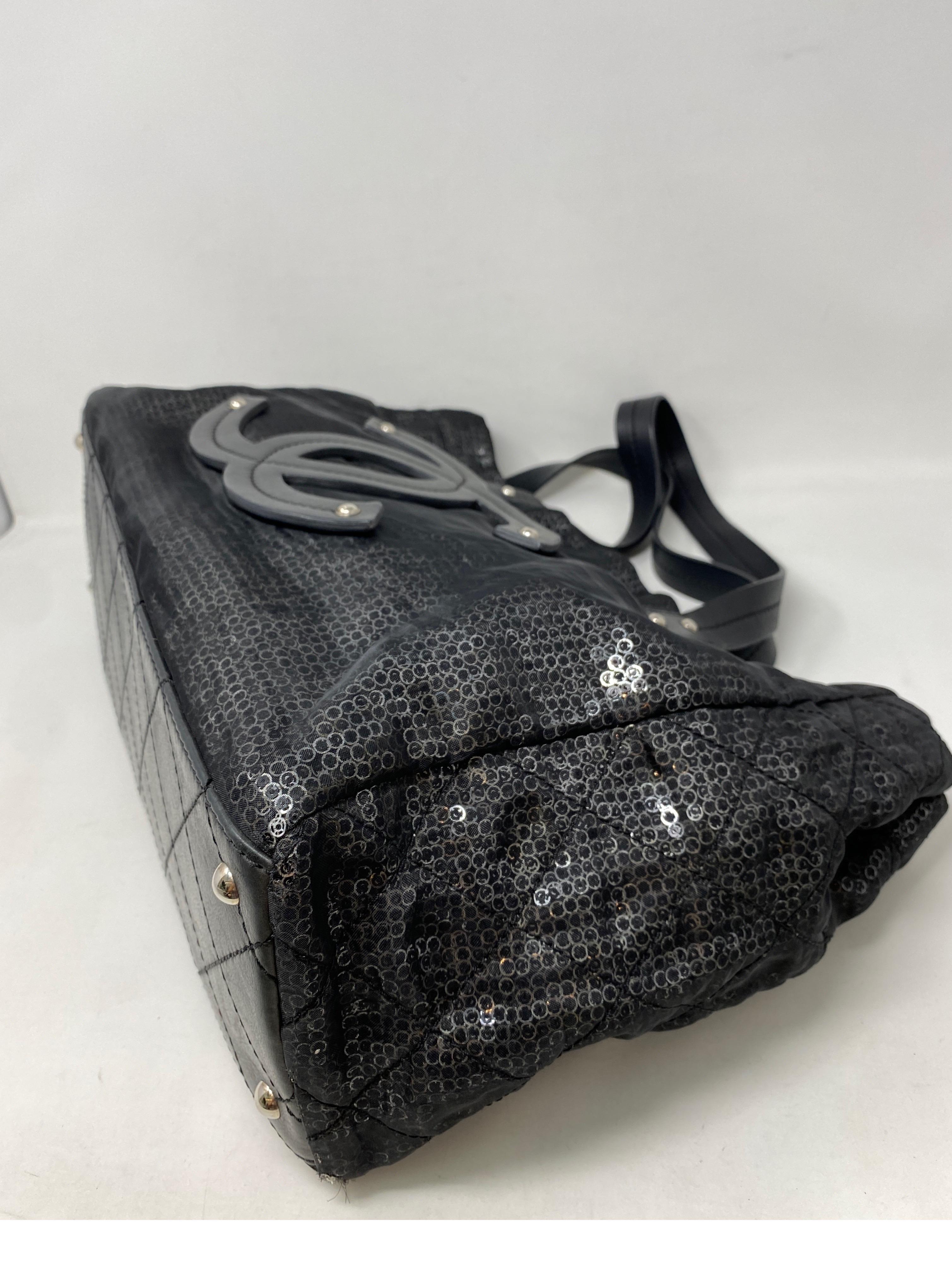 Chanel Sequin Black Tote Bag  11