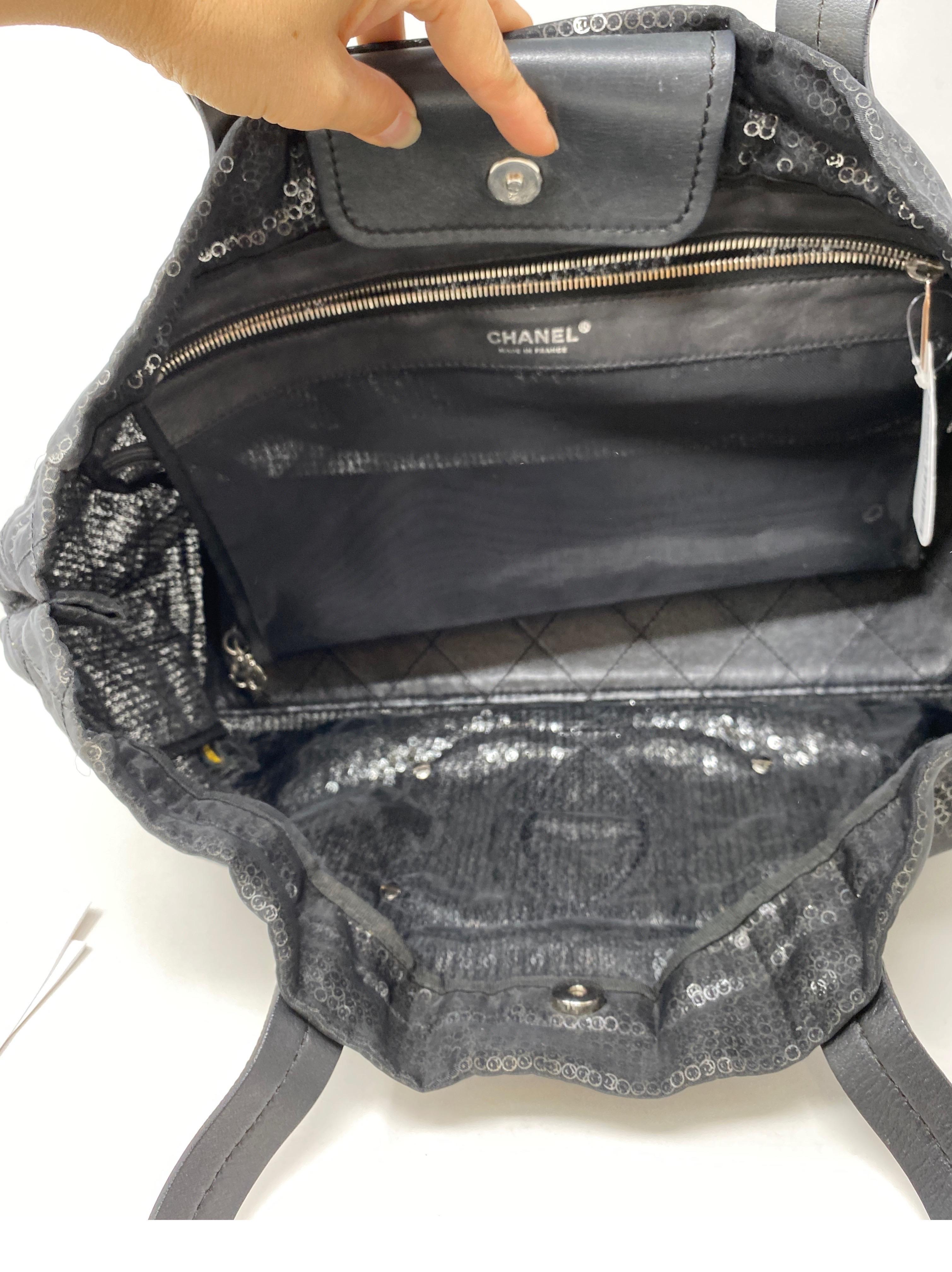 Chanel Sequin Black Tote Bag  12