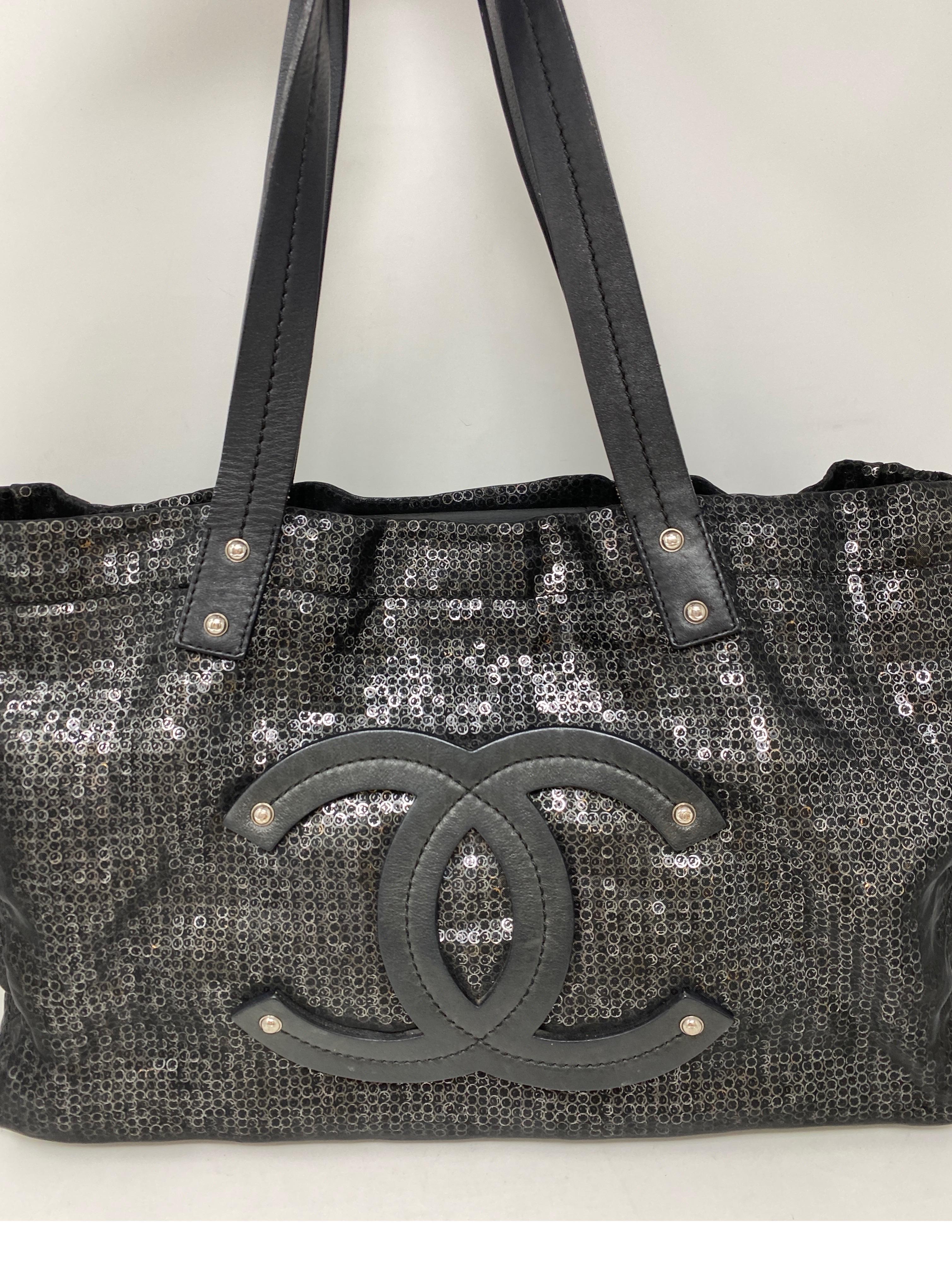Chanel Sequin Black Tote Bag  1