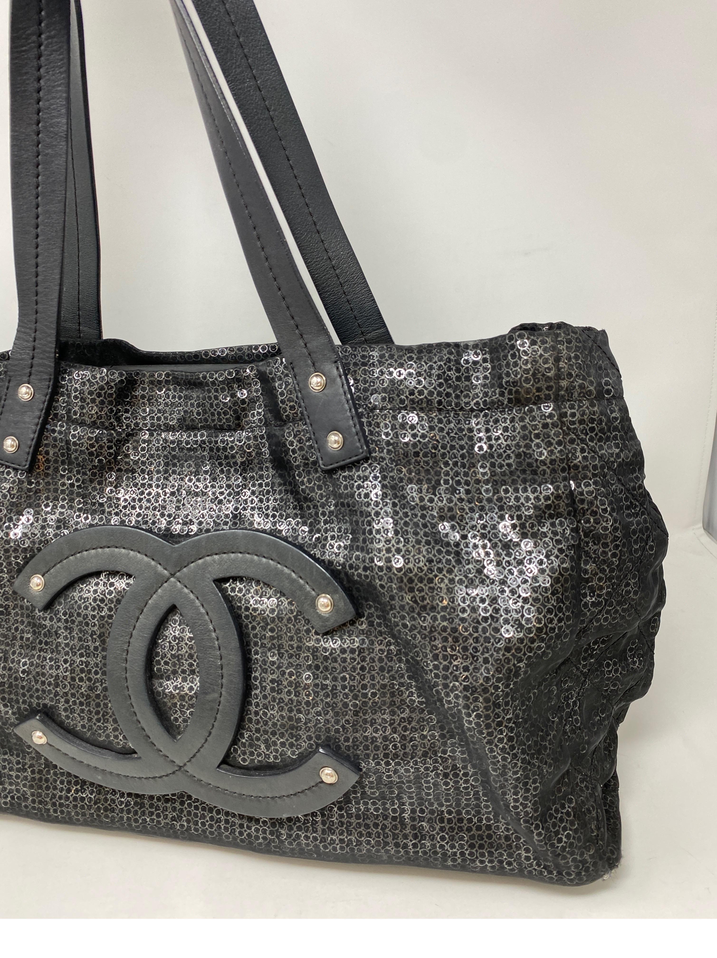 Chanel Sequin Black Tote Bag 2