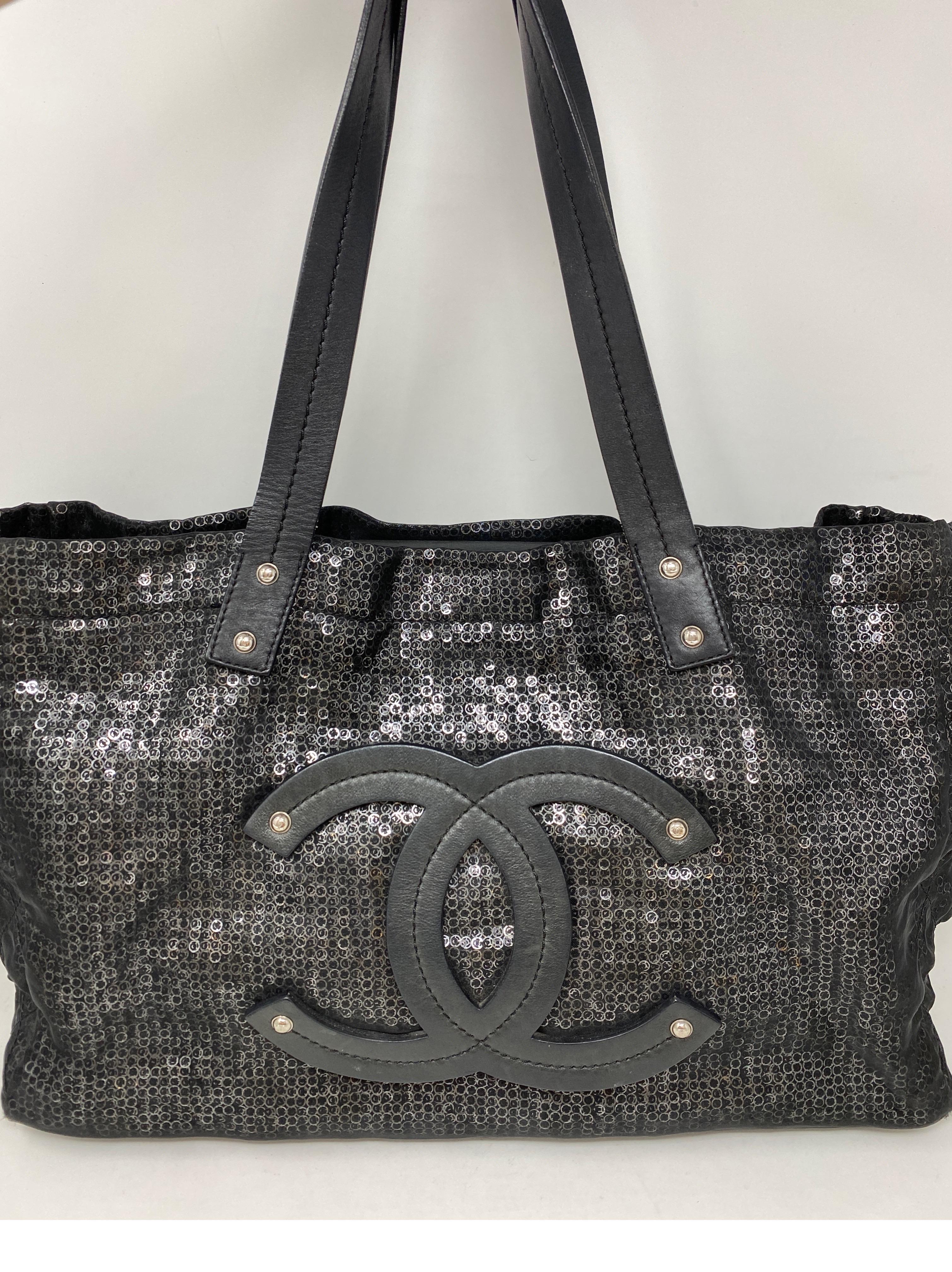 Chanel Sequin Black Tote Bag  3