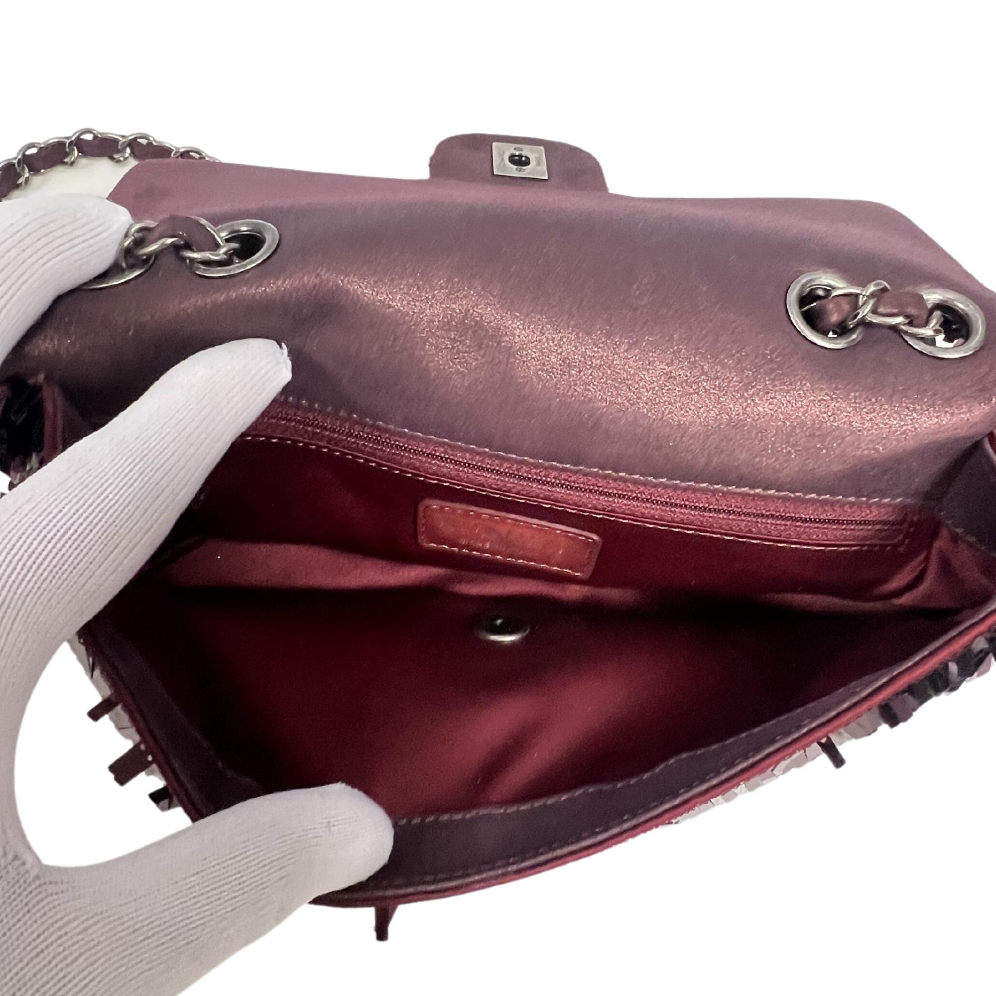 Chanel Sequin Bordeaux Timeless Flap Bag (2014) Ruthenium 3