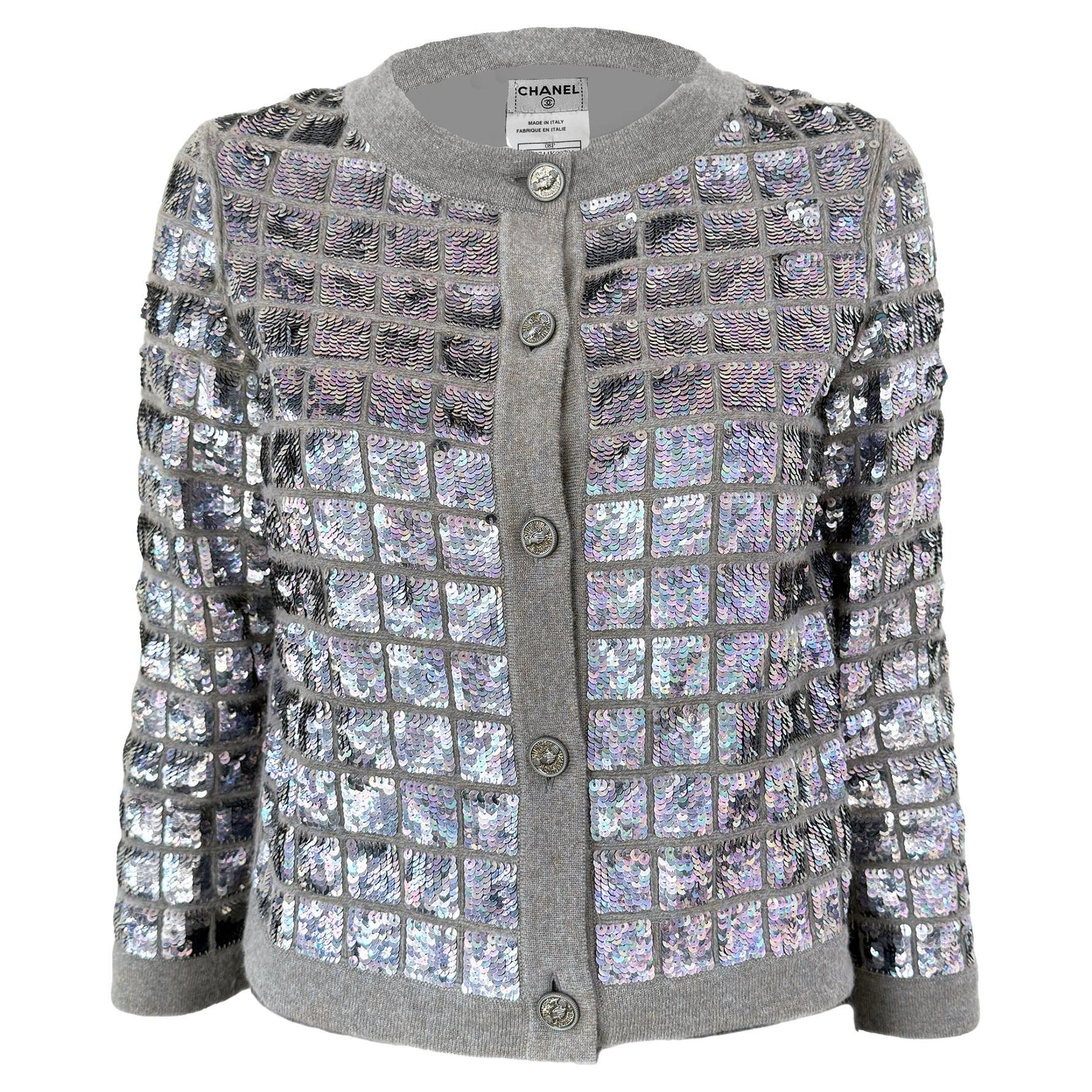 Chaqueta Chanel de lentejuelas con botones CC Handshake 46 FR
