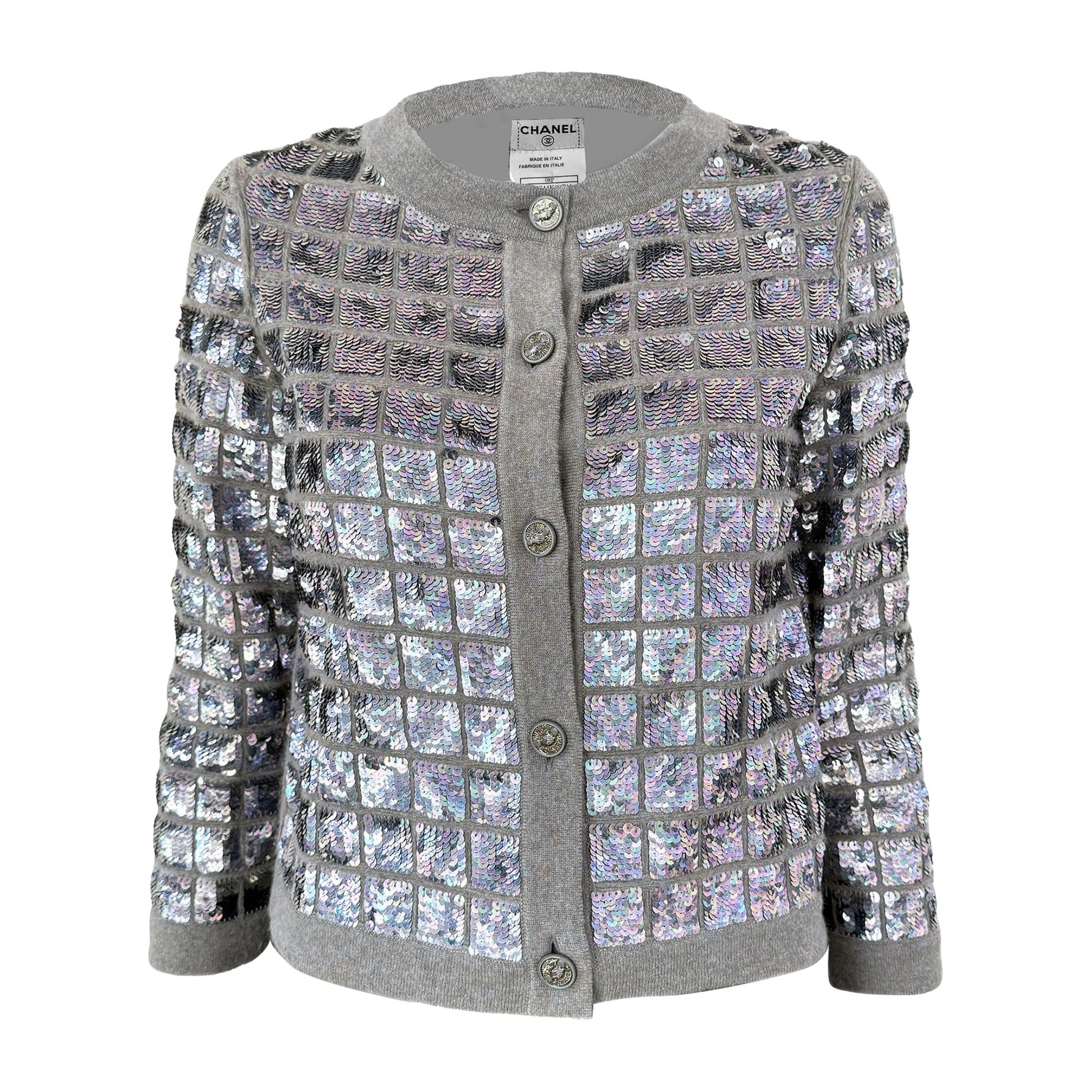 Chaqueta Chanel de lentejuelas con botones CC Handshake 46 FR