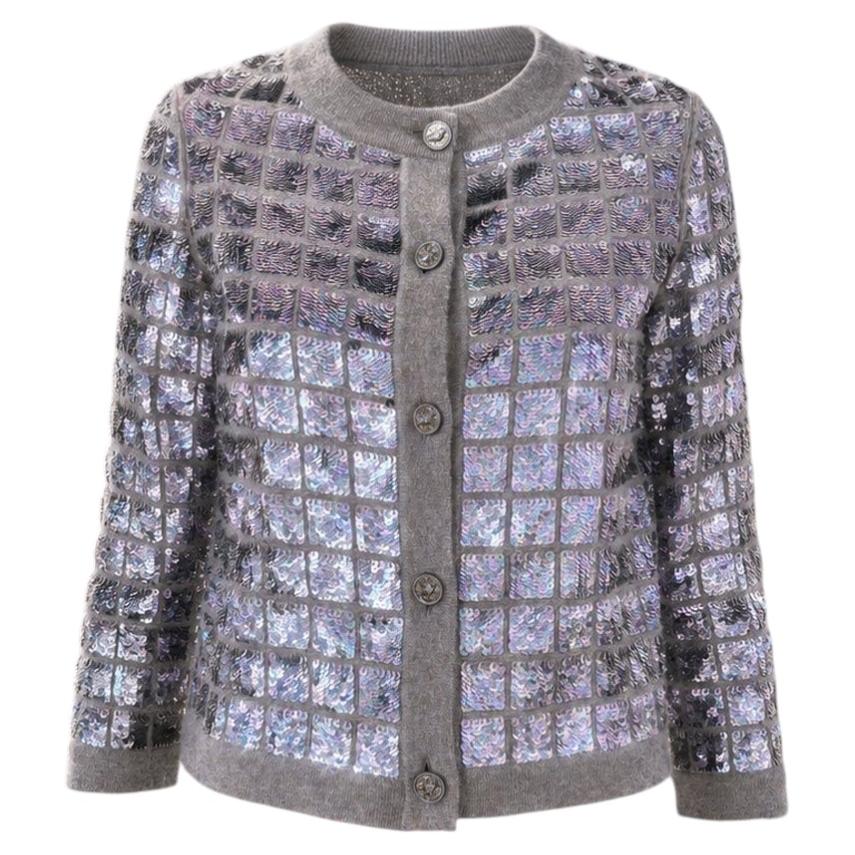 Chanel Sequin Cardigan with CC Handshake Buttons 46 FR