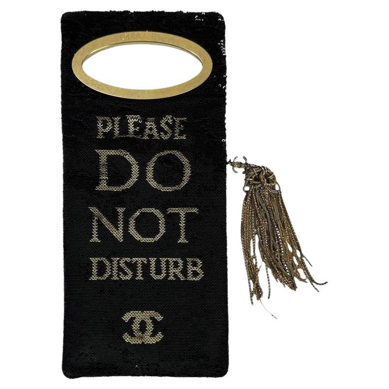 Chanel Sequin "Do Not Disturb" Black Minaudiere Clutch