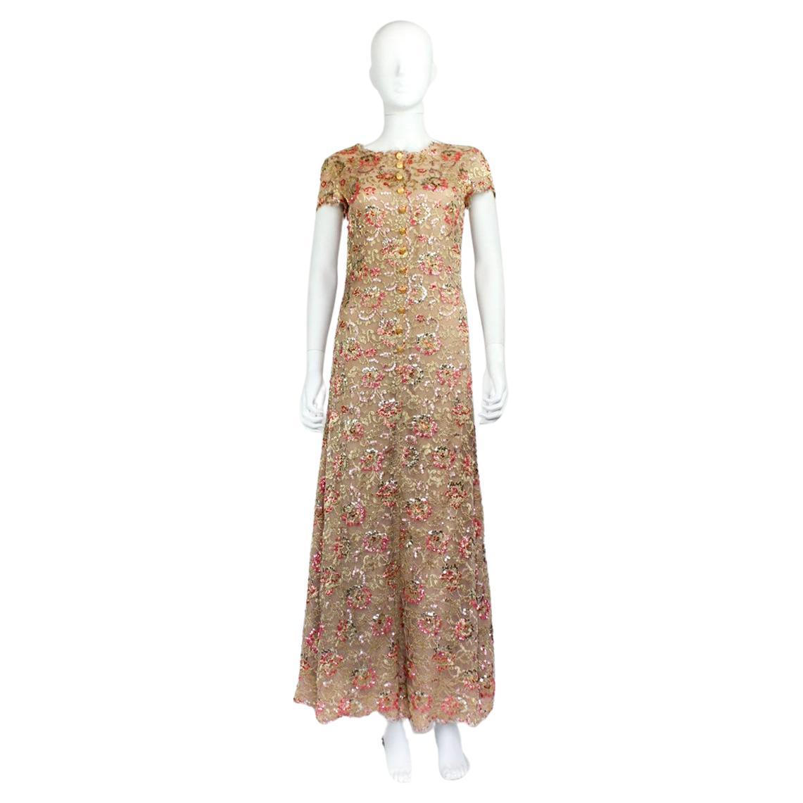 Chanel Sequin Lace Dress F/W 1996 For Sale