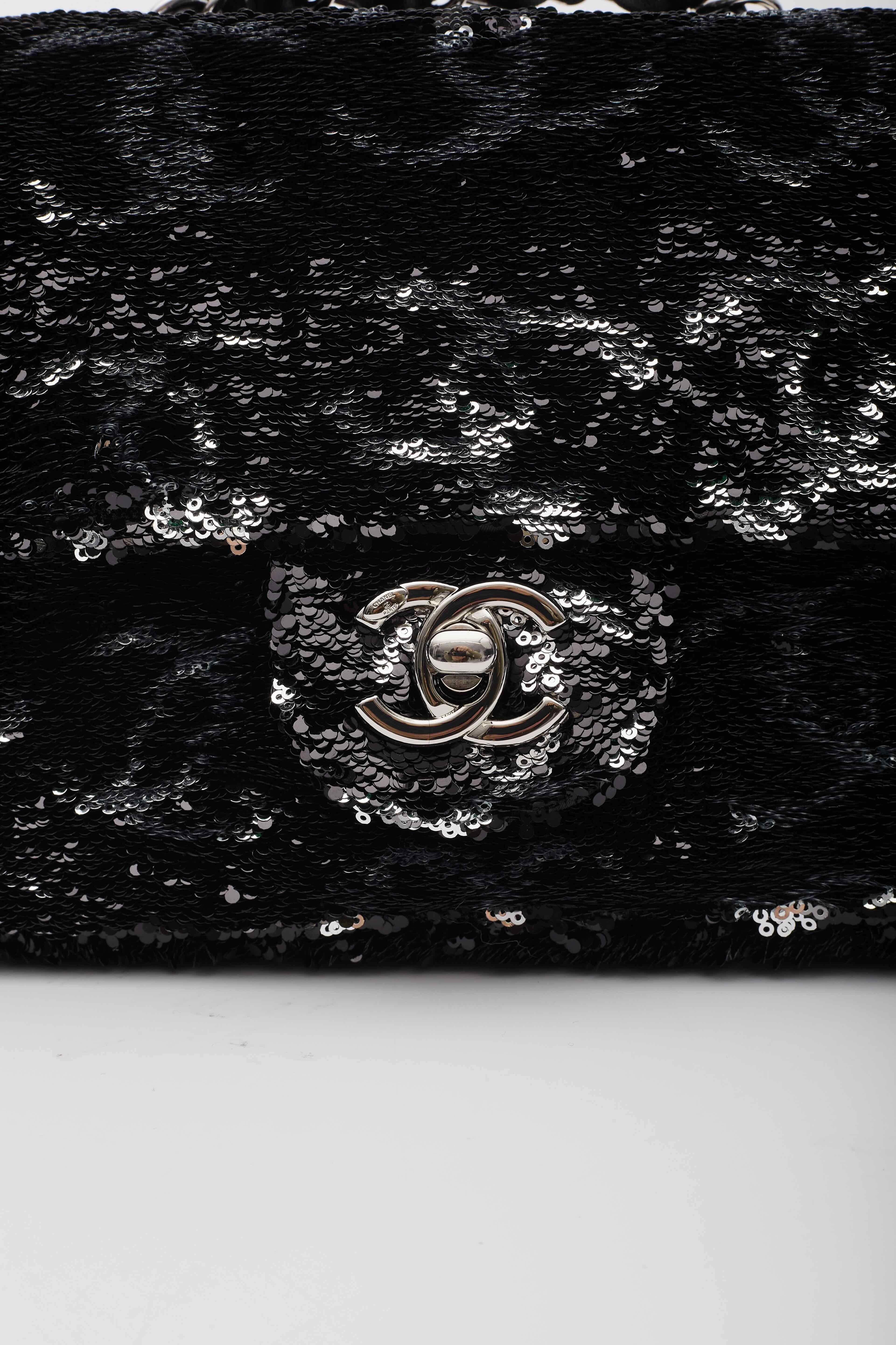 Chanel Sequin Logo Small Flap Bag Ruthenium Hardware 2023 collection  2