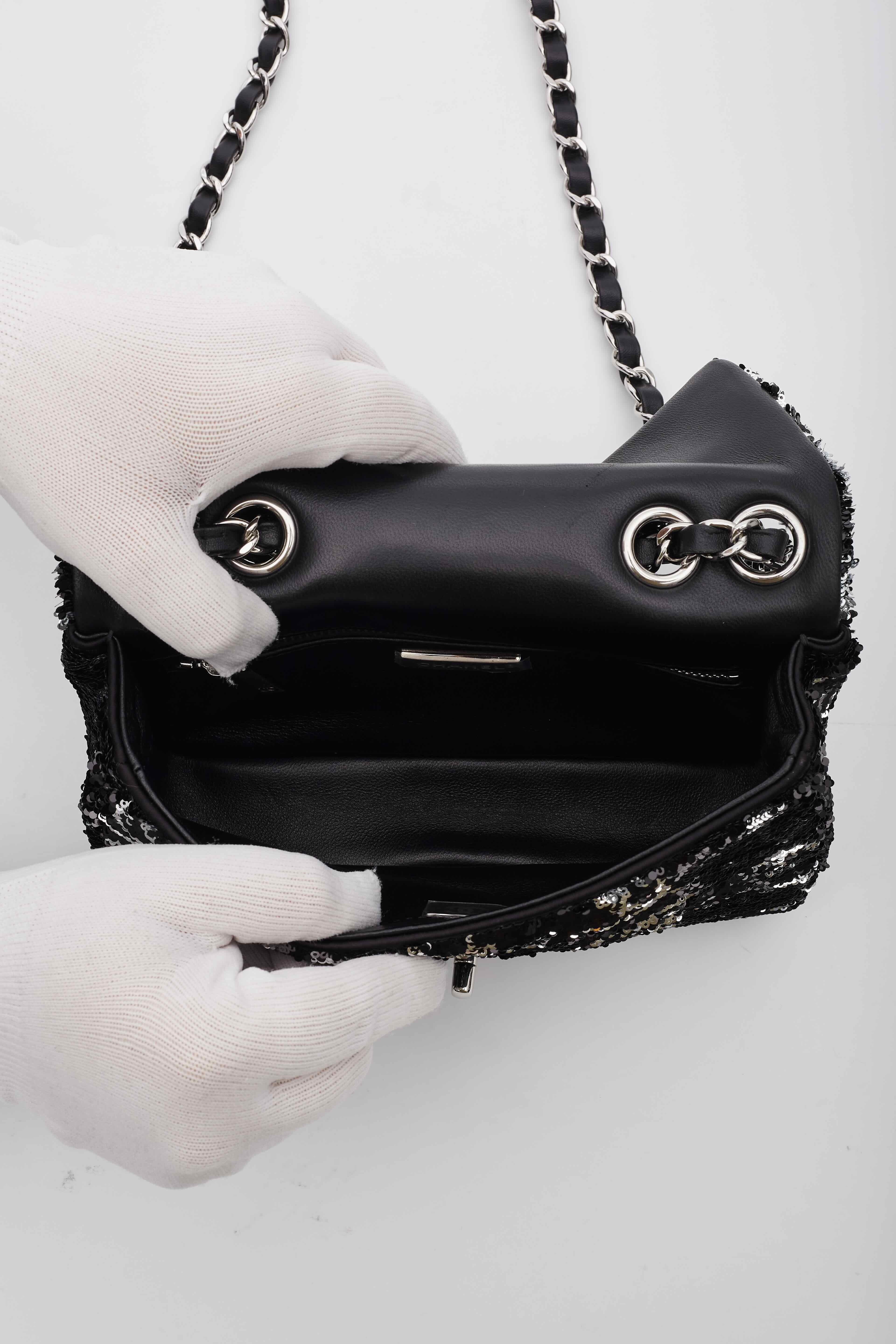 Chanel Sequin Logo Small Flap Bag Ruthenium Hardware 2023 collection  4