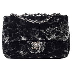 Chanel Sequin Logo Small Flap Bag Ruthenium Hardware 2023 collection 