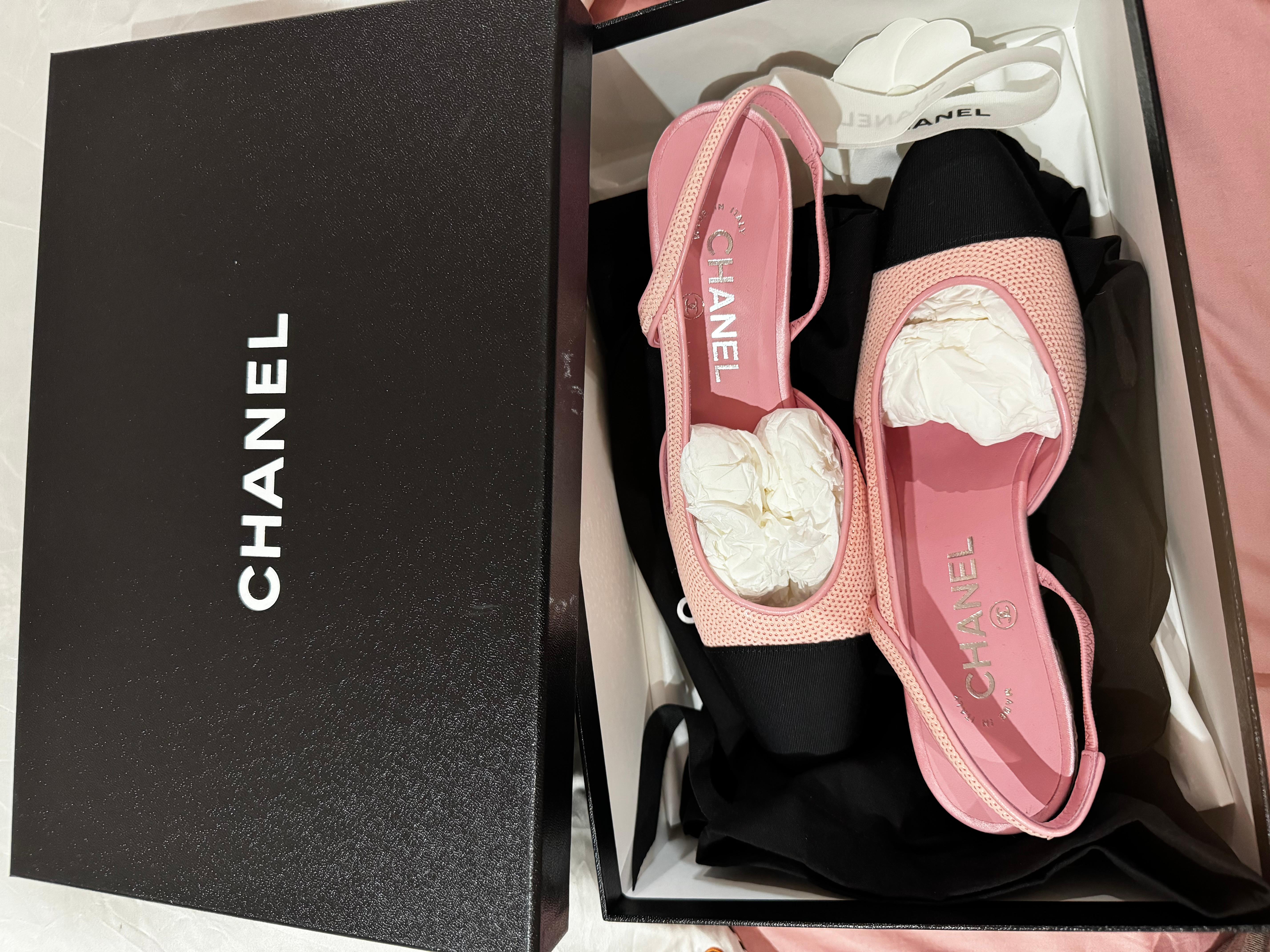 Chanel sequin slingback For Sale 1
