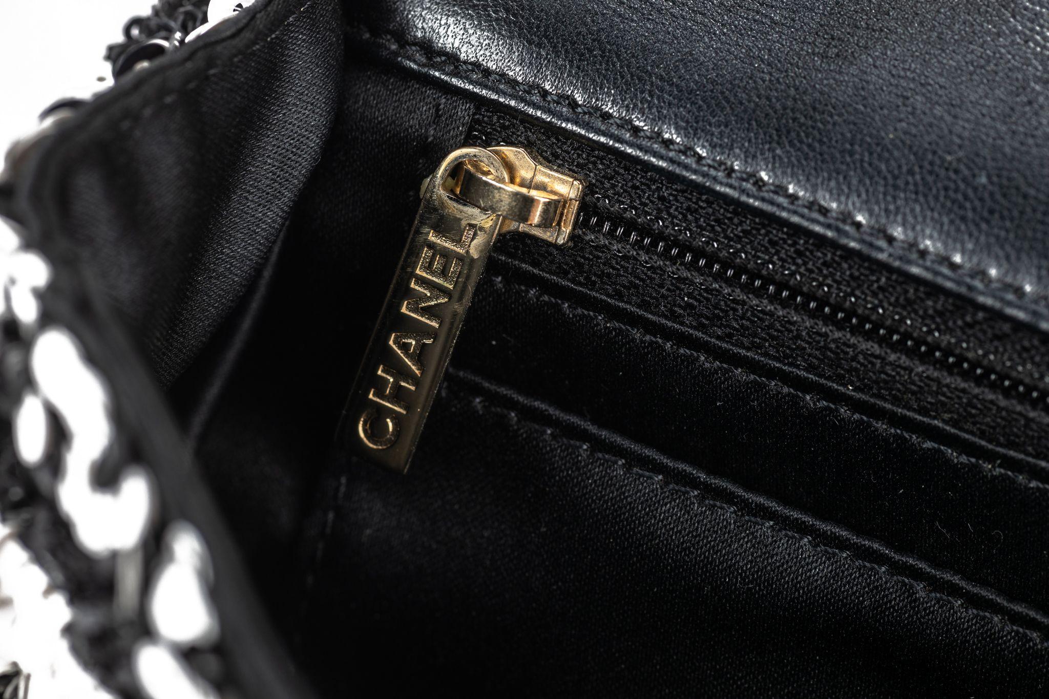 Chanel Sequin Small Flap Black White For Sale 8