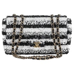 Chanel Sequin Small Flap Black White