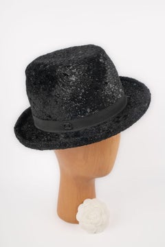 Chanel Sequined Black Velvet Hat