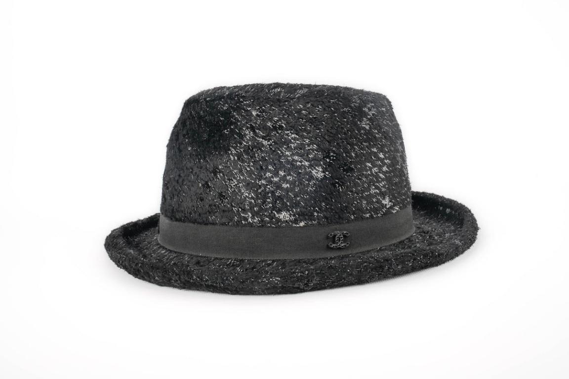 Chanel Sequined Black Velvet Hat For Sale 2