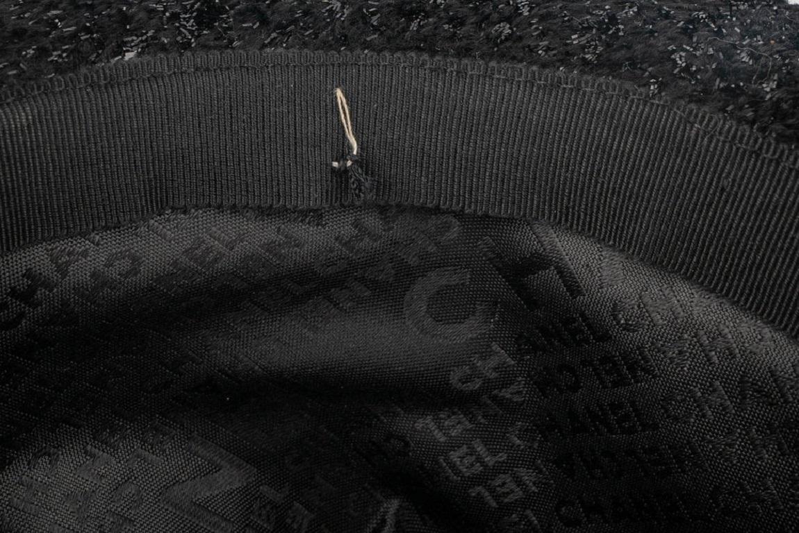 Chanel Sequined Black Velvet Hat For Sale 5