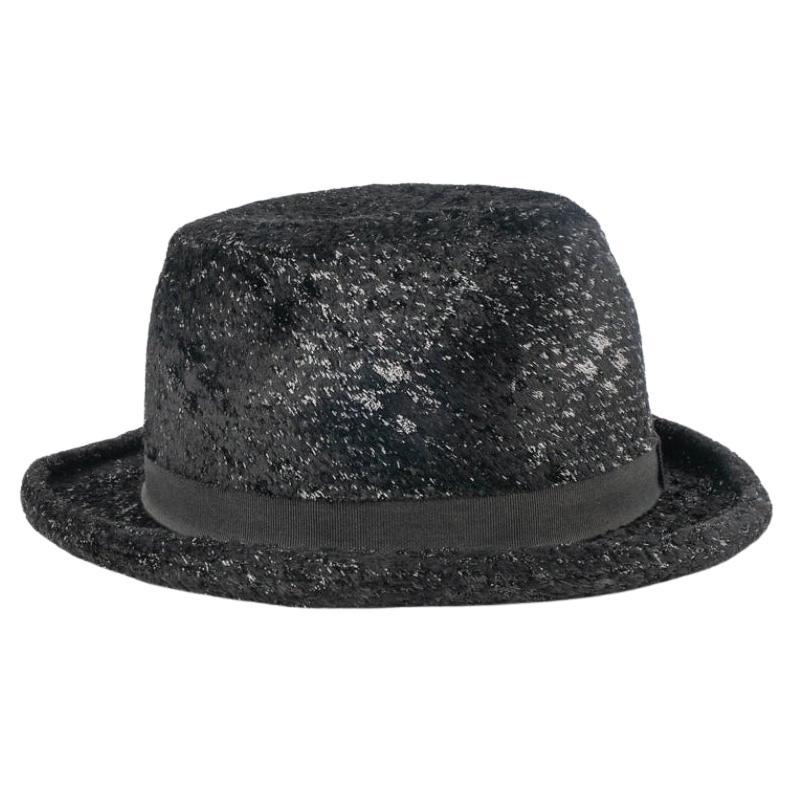 Chanel Sequined Black Velvet Hat For Sale