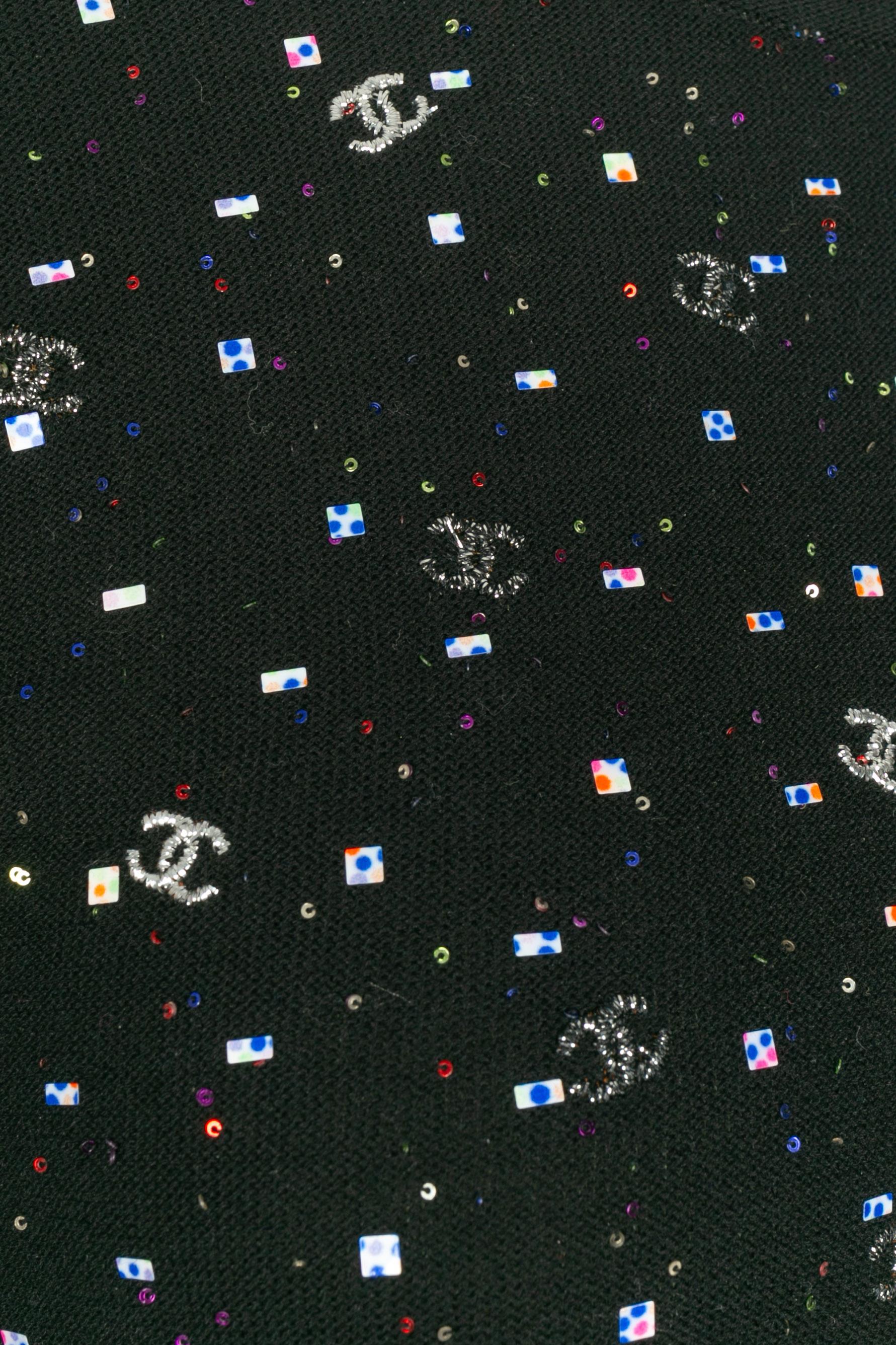 Black Chanel sequined top For Sale