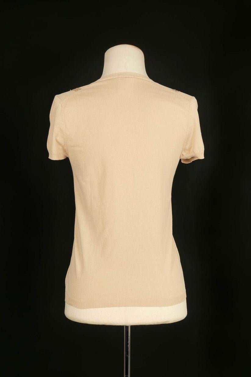 Beige Chanel Sequined Wool Top, Spring 2006 For Sale