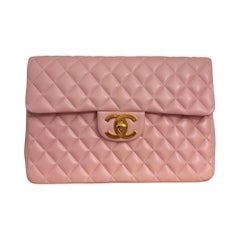 Chanel Series 2 Vintage Pink Lambskin Leather Flap Bag Maxi