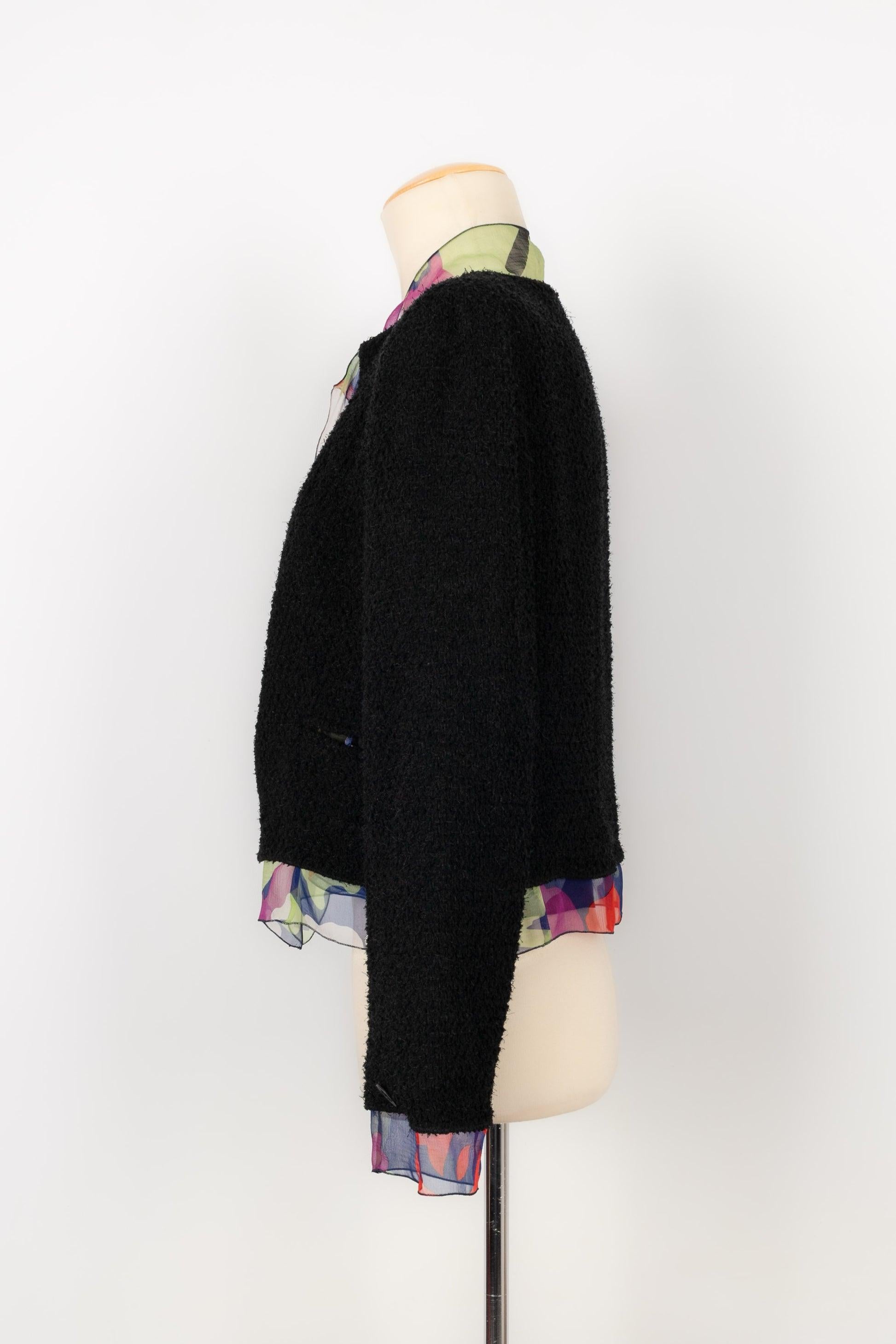 Women's Chanel Set Composed of Black Wool Jacket Embroidered with Silk, 2000 For Sale