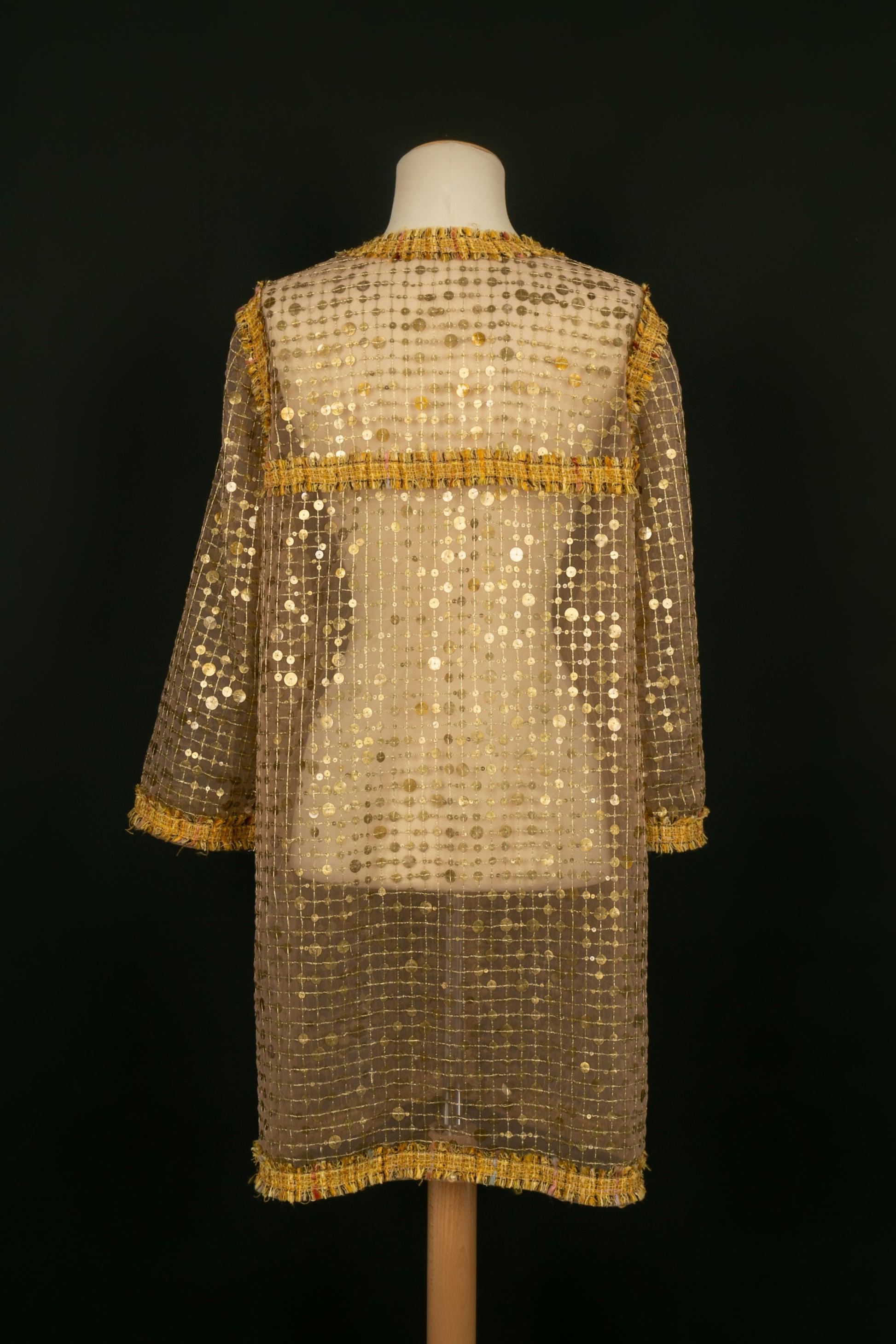 Chanel Set Composed of Long Transparent Ppen Jacket Sewn, 2011  In Excellent Condition For Sale In SAINT-OUEN-SUR-SEINE, FR