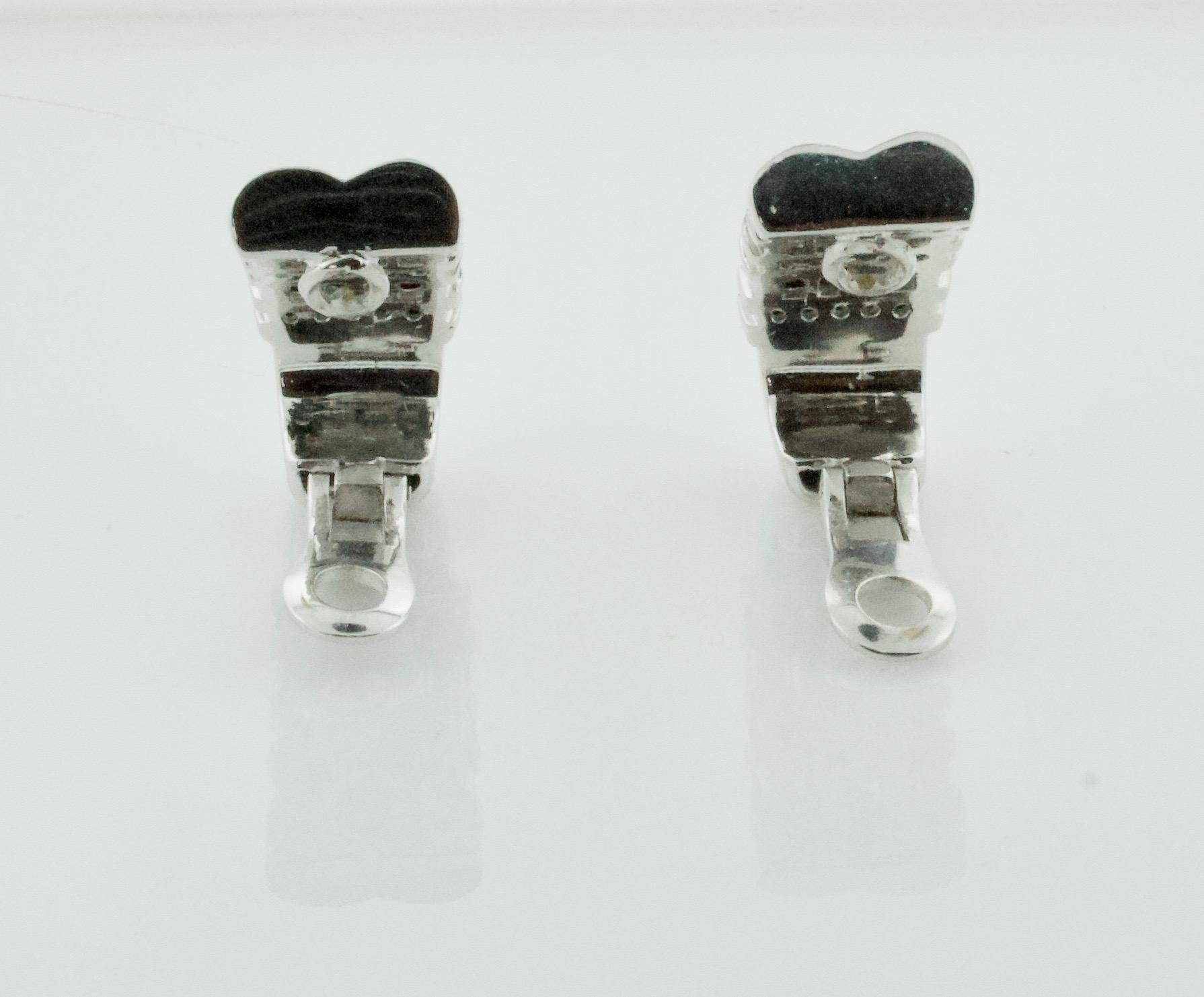 Modern Chanel Set Diamond  Earrings in 18k White Gold 3.45 Carats Total Weight For Sale