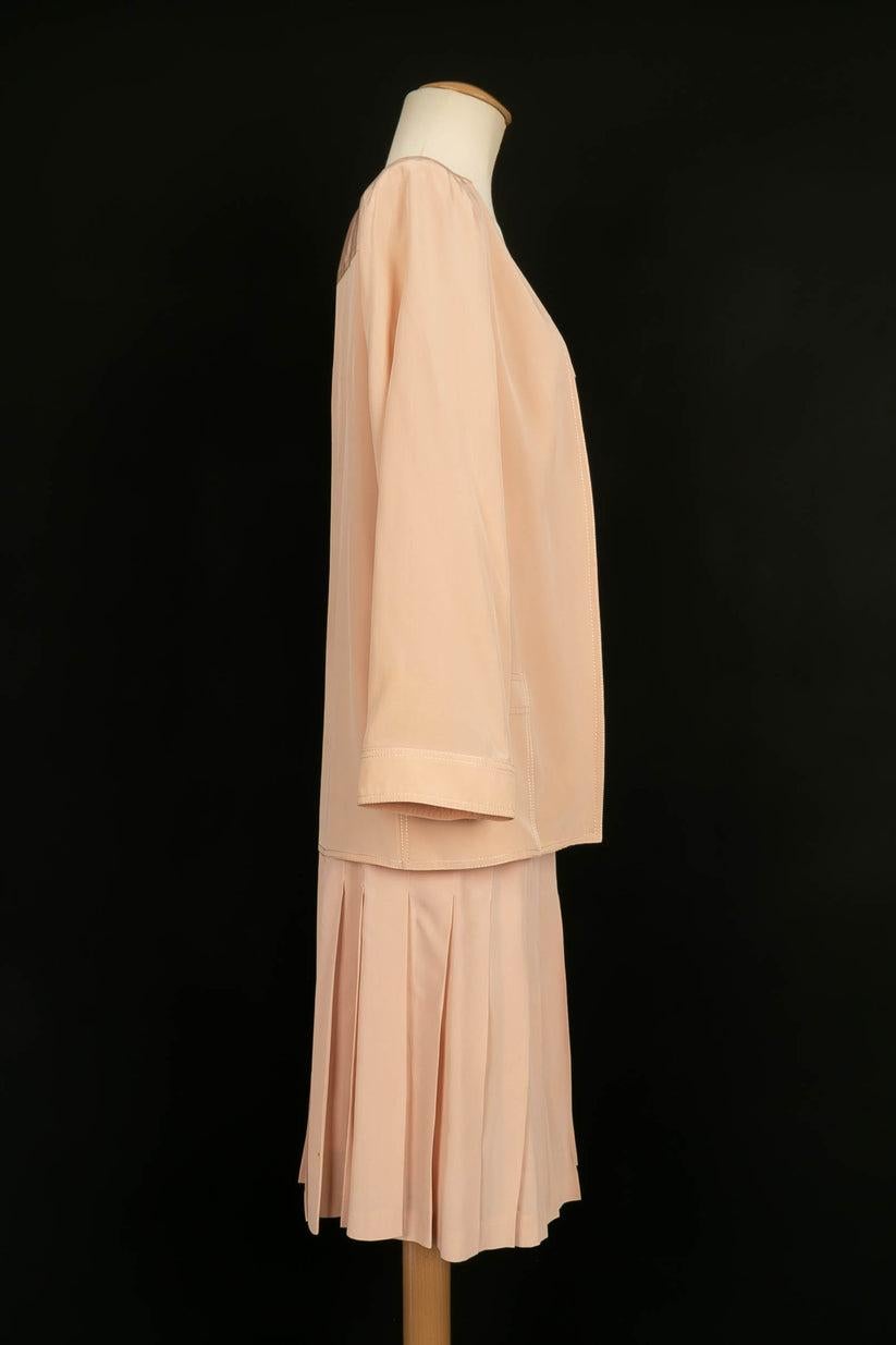 Chanel Set Top, Skirt and Pale Pink Silk Vest In Good Condition In SAINT-OUEN-SUR-SEINE, FR