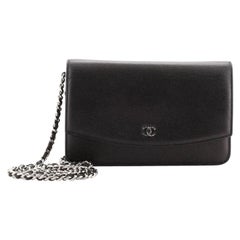 Chanel Sevruga Wallet on Chain Caviar
