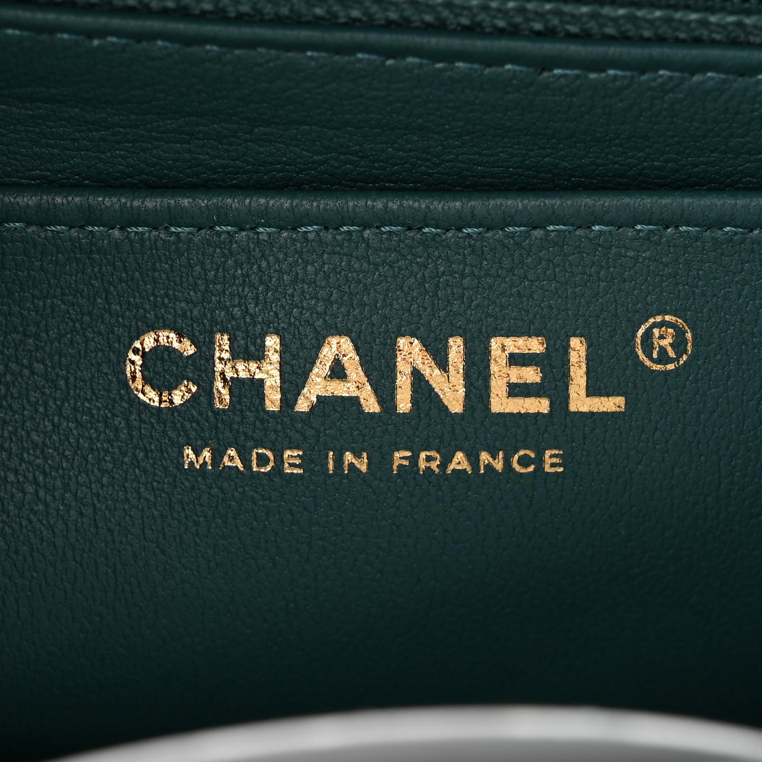 Chanel Patent Calfskin Mini Rectangular Flap Green Blue XS For Sale 4