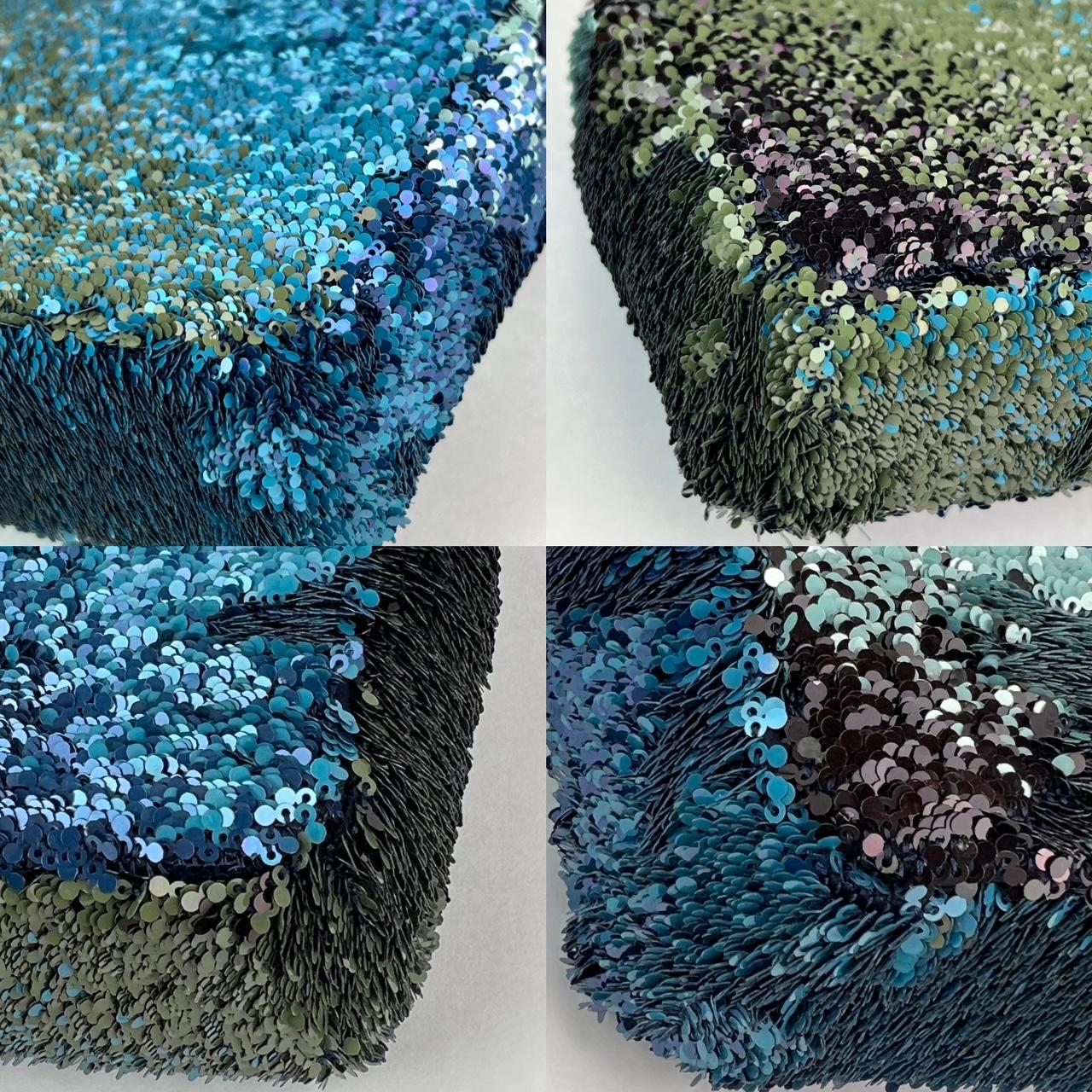 Chanel Shaded Sequins Mini Flap Green, Blue, Black Shoulder Bag For Sale 2
