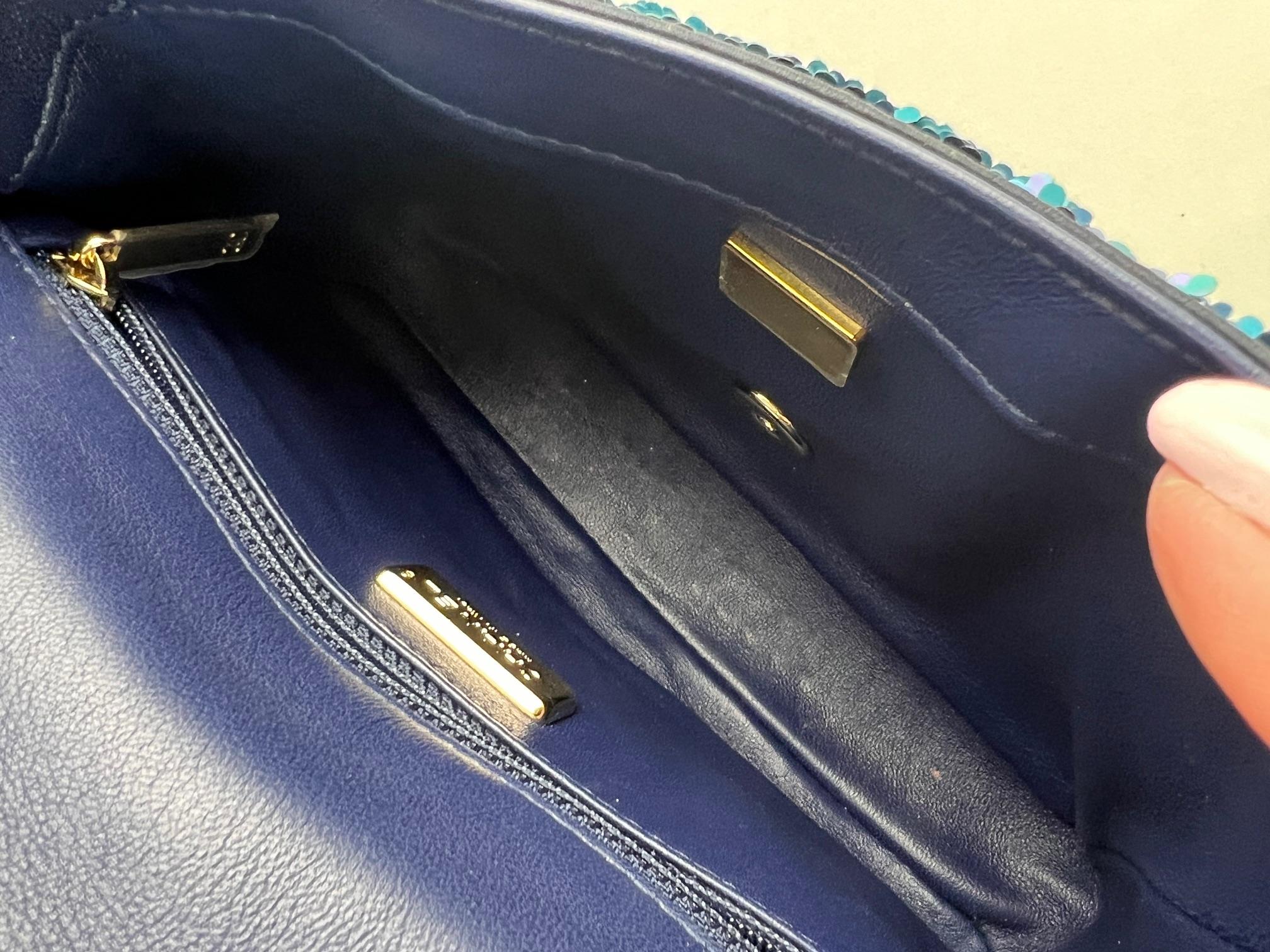 Chanel Shaded Sequins Mini Flap Green, Blue, Black Shoulder Bag For Sale 4
