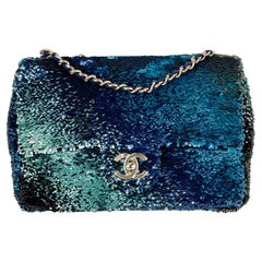 Chanel Shaded Sequins Mini Flap Green, Blue, Black Shoulder Bag