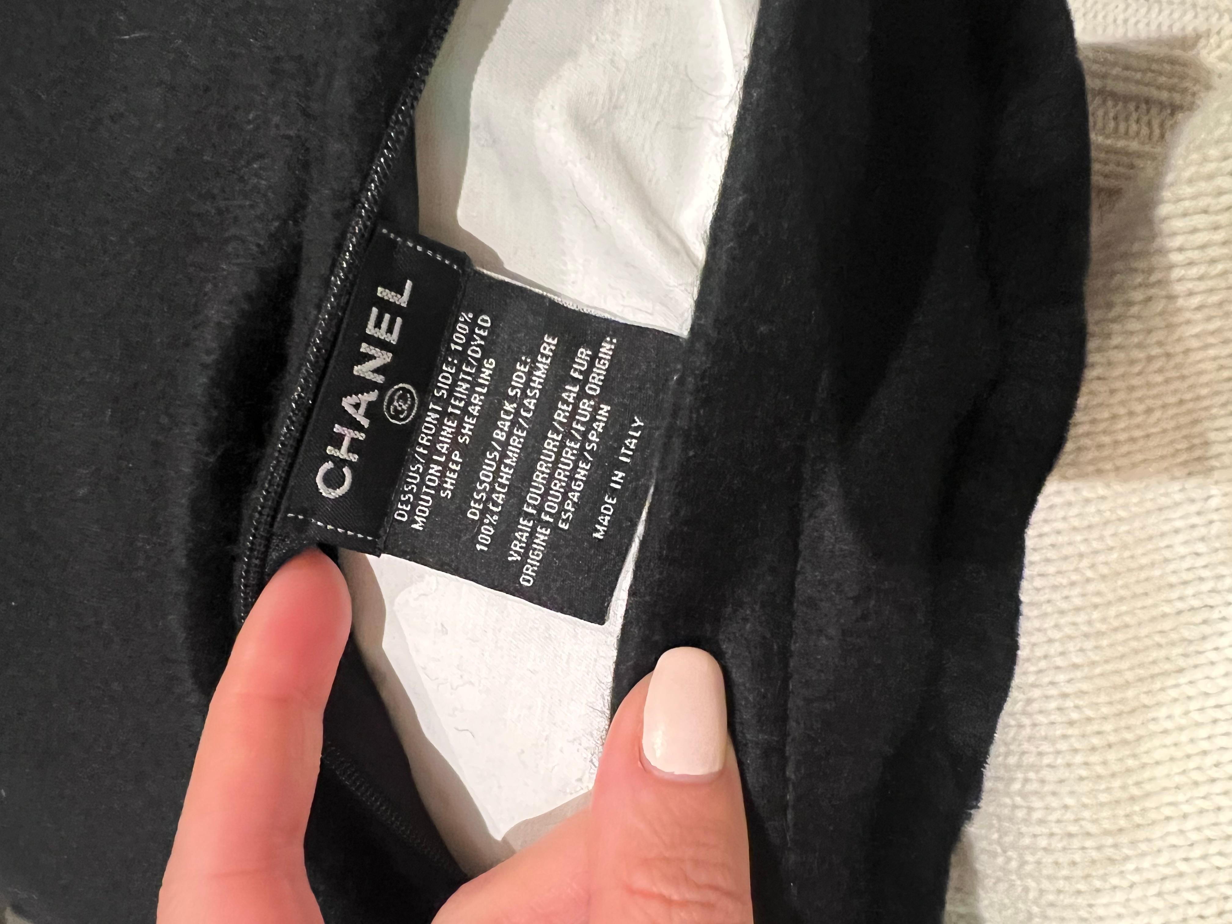 Black Chanel Shearling and Cashmere Pillow For Sale