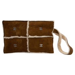 Chanel Shearling Brown Clutch