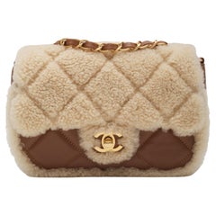 Chanel Shearling Brown Lambskin Flap Bag Mini