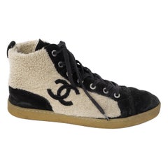 Chanel Shearling Cream/Black Sneaker Mens (44 EU)