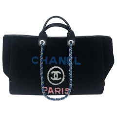Used Chanel Shearling Deauville X Large Tote Bag 