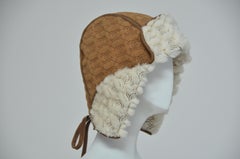 CHANEL Shearling Hat With CC Print    NEW